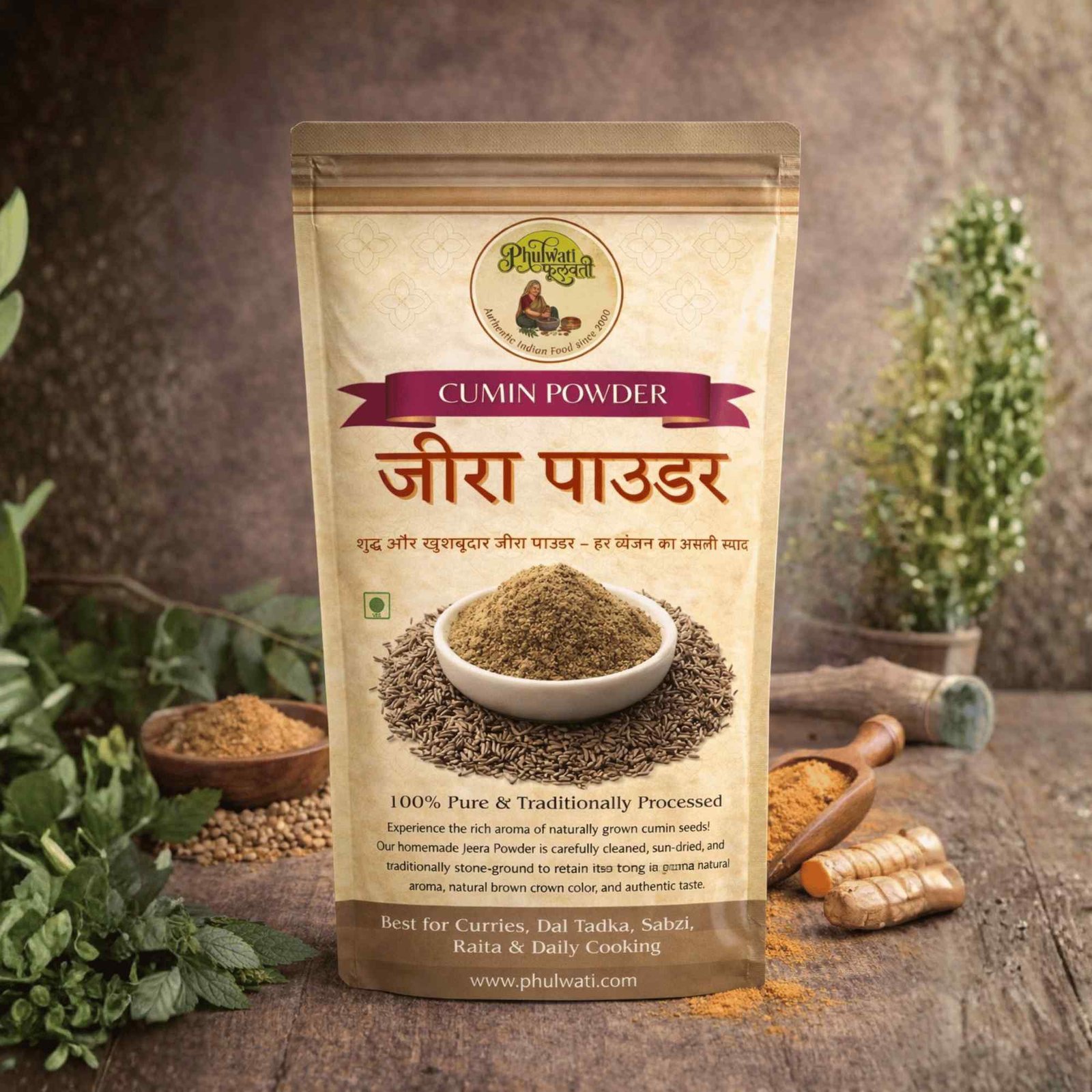 Phulwati Jeera Powder (Cumin Powder) | 100% Pure & Homemade | Traditionally Stone-Ground | No Added Color or Preservatives | For Daily Indian Cooking