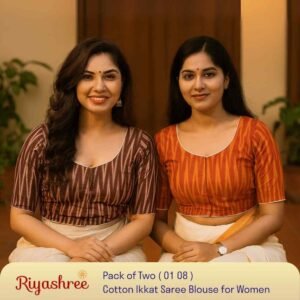 Riyashree Women’s Ikkat Cotton Ready Made Saree Blouse – Pack of 2 | BLOU 01 08