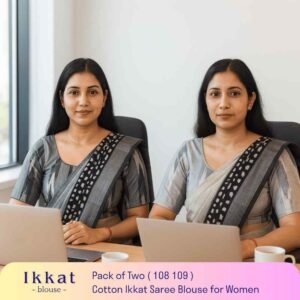 Riyashree Women’s Ikkat Cotton Ready Made Saree Blouse – Pack of 2 | BLOU 108 109