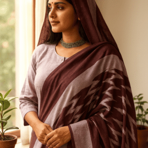 Women’s Pure Cotton Ikkat Print Dupatta | Soft Handloom Style Cotton Dupatta with Tassels | Ethnic & Casual Wear