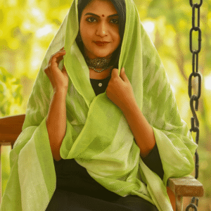 Women’s Pure Cotton Ikkat Print Dupatta | Soft Handloom Style Cotton Dupatta with Tassels | Ethnic & Casual Wear