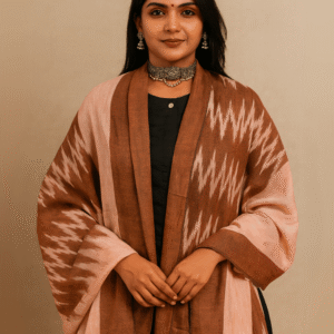 Women’s Pure Cotton Ikkat Print Dupatta | Soft Handloom Style Cotton Dupatta with Tassels | Ethnic & Casual Wear