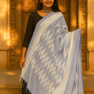 Women’s Pure Cotton Ikkat Print Dupatta | Soft Handloom Style Cotton Dupatta with Tassels | Ethnic & Casual Wear